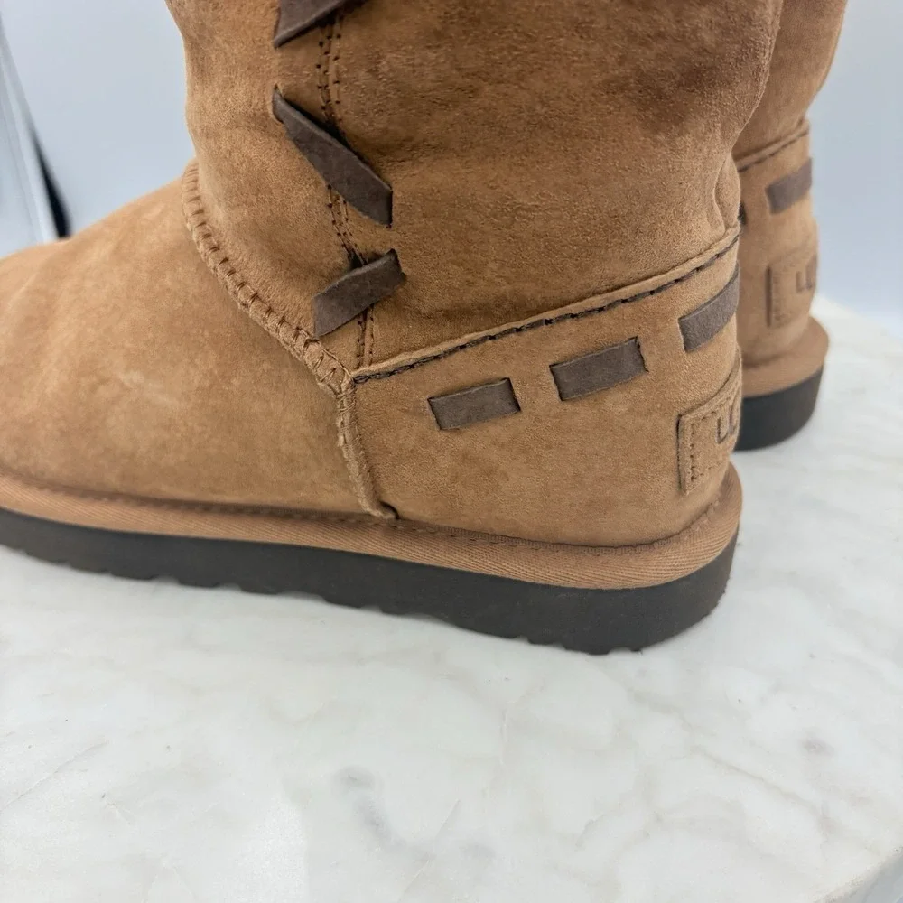 UGG ROSANA Brown Suede Winter Boots Tall 14